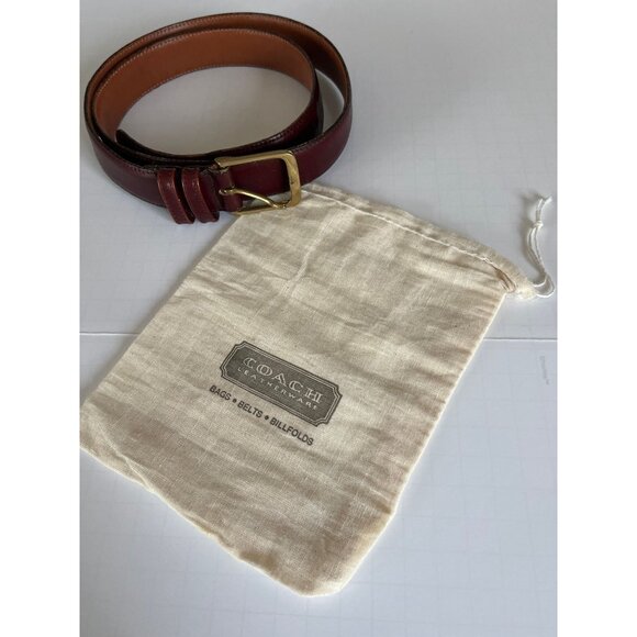 Vintage Coach Cordovan Belt Made In USA Burnished Cowhide Solid Brass Buckle Siz - Picture 2 of 7